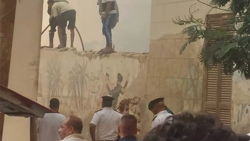 حريق هائل فى منطقة أشجار بمديرية تعليم بنى سويف القديمة
