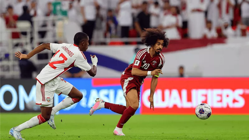 شاهد .. ثلاثية الامارات أمام قطر بتصفيات مونديال 2026