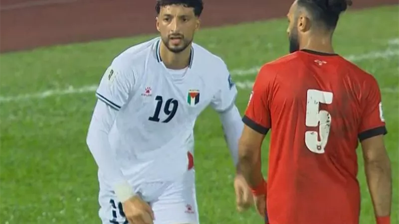الشوط الأول..وسام أبو على يسجل هدف تعادل فلسطين ضد الأردن.. فيديو