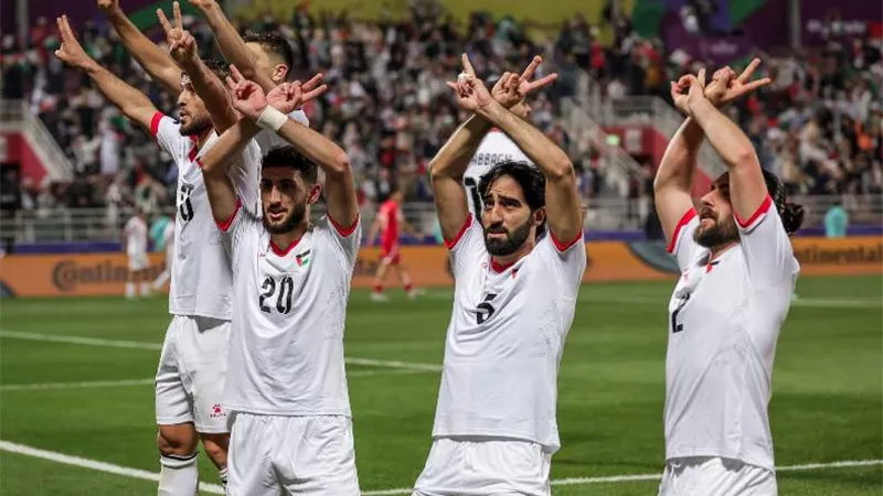 شاهد بالفيديو أهداف الشوط الأول من مباراة فلسطين والأردن