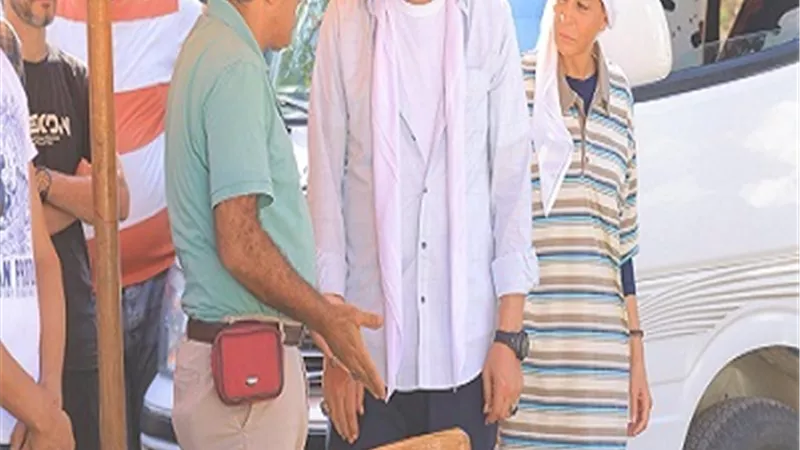 خالد الصاوي وباسم سمرة فى كواليس مسلسل 