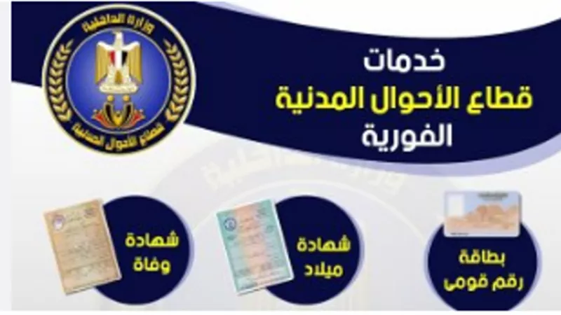 الأحوال المدنية: استخراج 6373 بطاقة رقم قومي و23730 مصدراً مميكنا