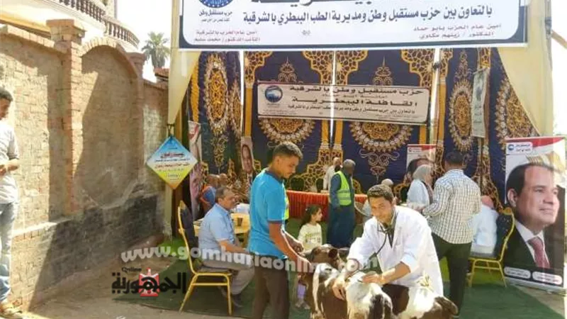 قافلة بيطرية مجانية لعلاج الثروة الحيوانية بمستقبل وطن أبوحماد