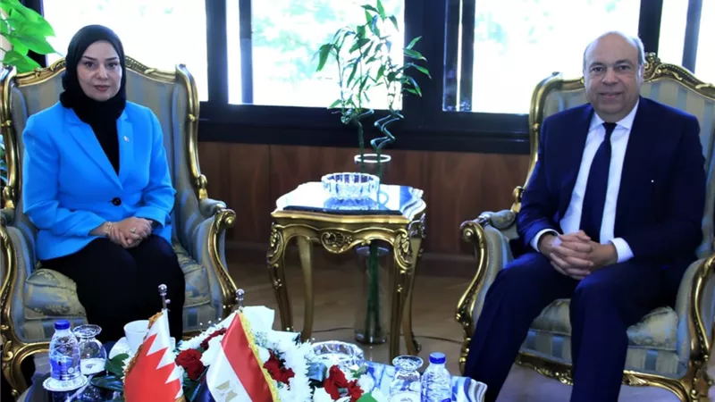 الحفني يبحث مع سفيرة البحرين دعم التعاون المشترك في مجال الطيران