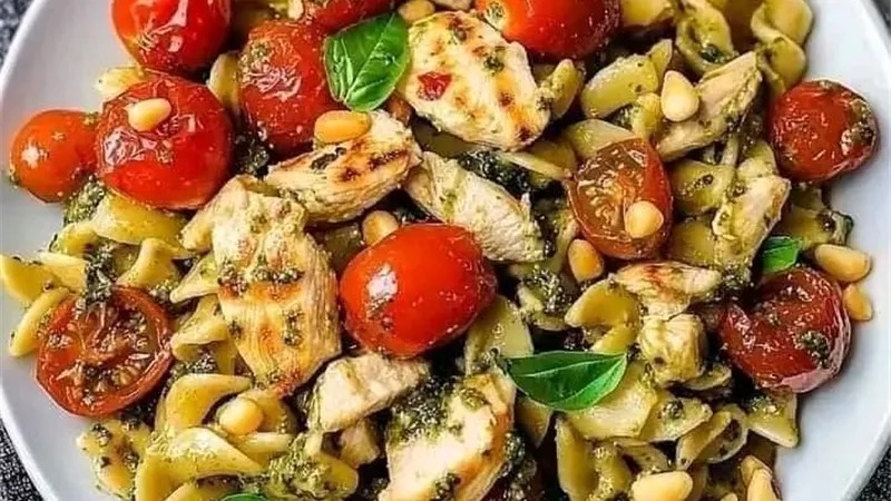 جربيها فى الويك اند.. مكرونة بيستو الدجاج بالطماطم والصنوبر