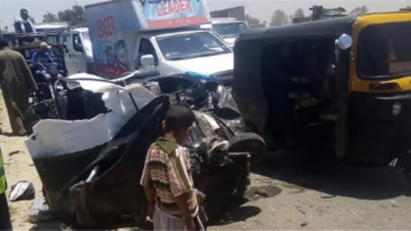 إصابة 9 فى تصادم ربع نقل وميكروباص وتوك توك بطريق طناح المنصورة