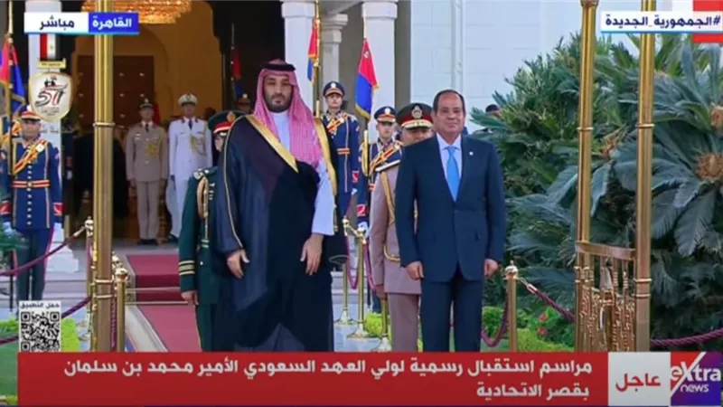 بدء مباحثات الرئيس السيسي وولي العهد السعودي محمد بن سلمان