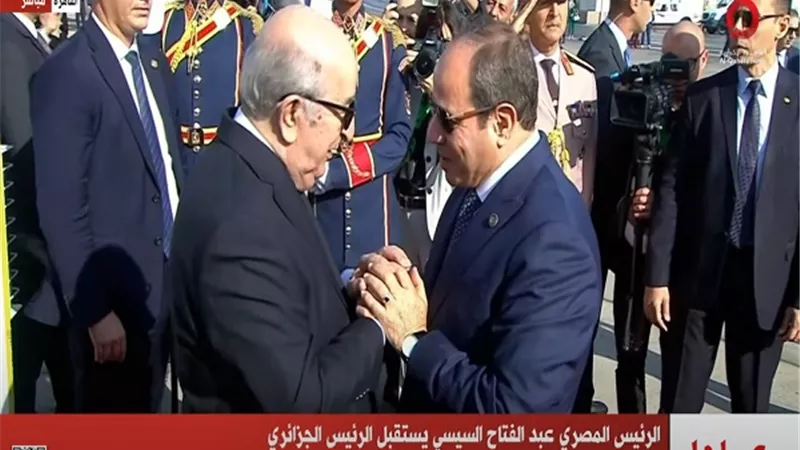 الرئيس السيسي يستقبل نظيره الجزائري بمطار القاهرة