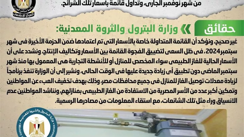 ردّ حكومي حاسم بشأن إقرار زيادة جديدة على شرائح أسعار الغاز