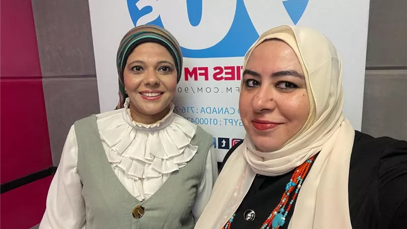 ولاء شعراوي مع المذيعة غادة جاد في قامات مصرية