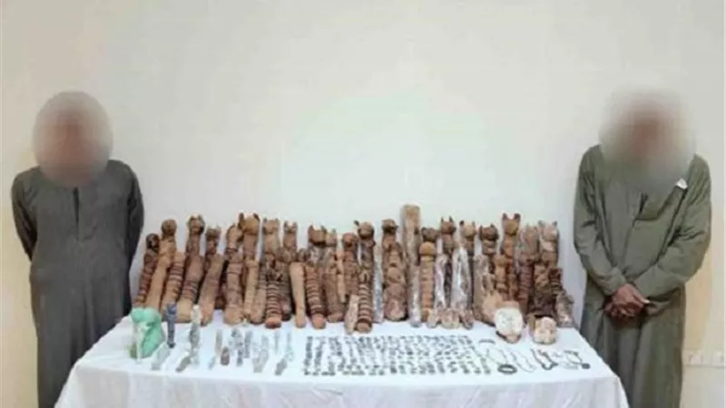 الكنز .. ضبط 360 قطعة ومومياوات أثرية بحوزة شخصين بالمنيا