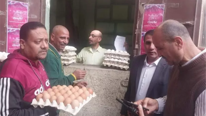 تشغيل 9 منافذ لبيع البيض بأسعار مخفضة ببنى سويف