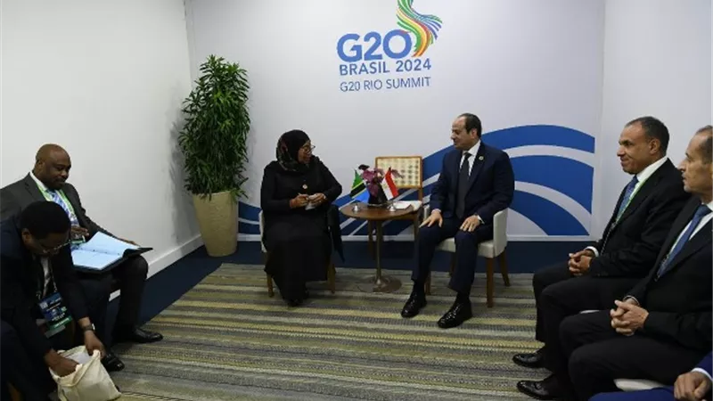 السيسي ورئيسة تنزانيا يبحثان سبل تعميق علاقات الأخوة التاريخية بين البلدين