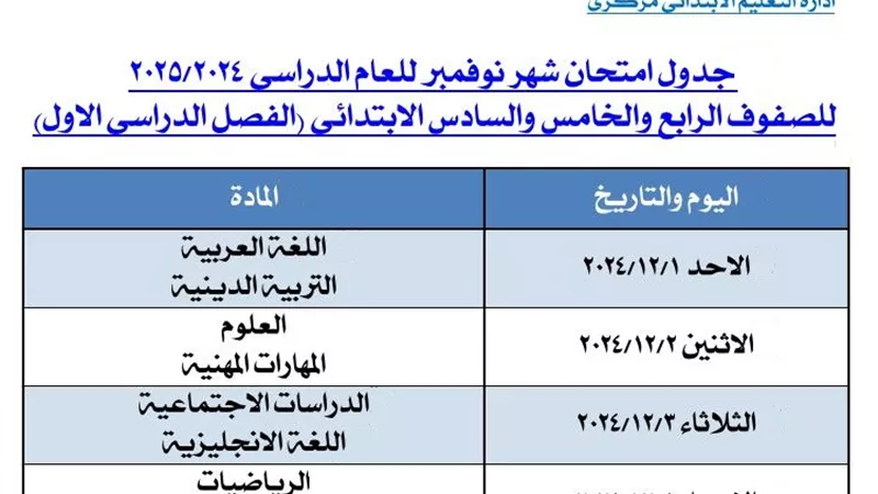 تعليم الجيزة تعلن الجداول
