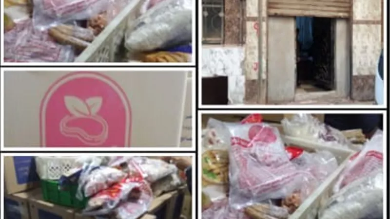 ضبط 8 طن منتجات لحوم مصنعة وتوابل منتهية الصلاحية في ثلاجة بشبرا الخيمة