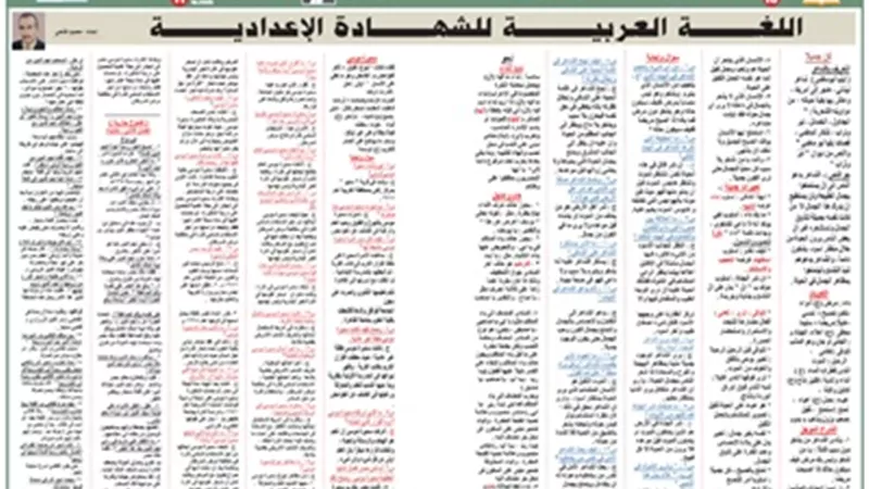 مراجعة شاملة في اللغة العربية للشهادة الإعدادية 2025