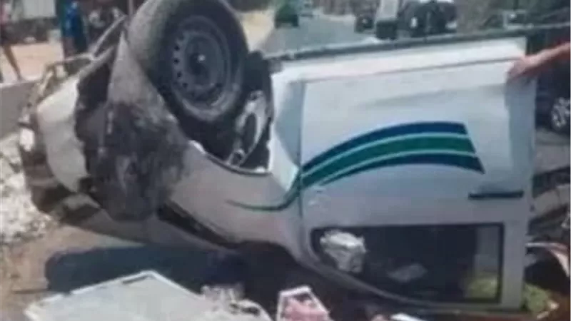 إنقلاب سيارة ربع نقل بالطريق الزراعي في القليوبية