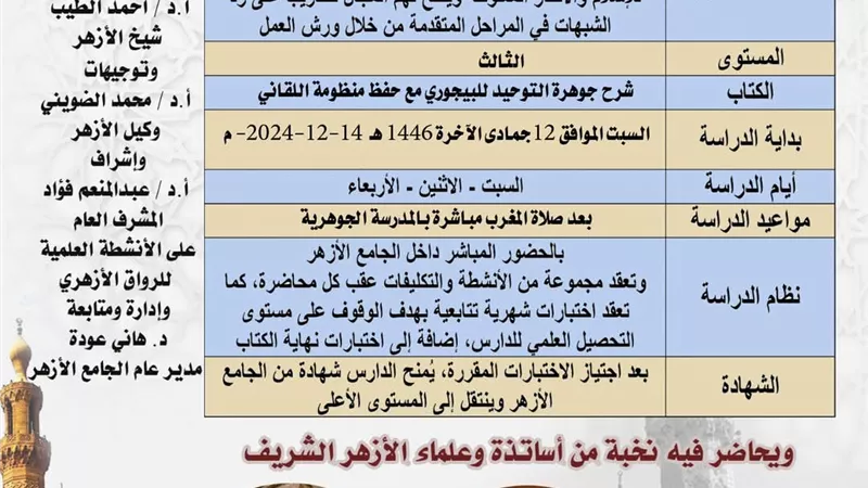 انطلاق المستوى الثالث من البرنامج العلمي للوافدين بالجامع الأزهر