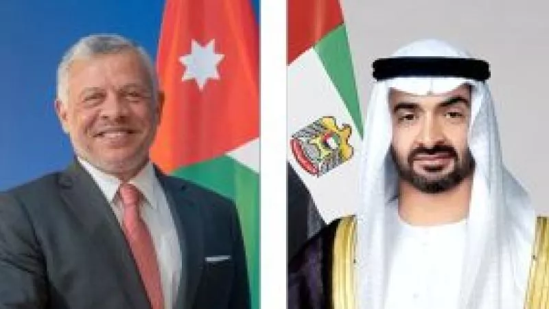 رئيس الإمارات وملك الأردن يبحثان التطورات الإقليمية