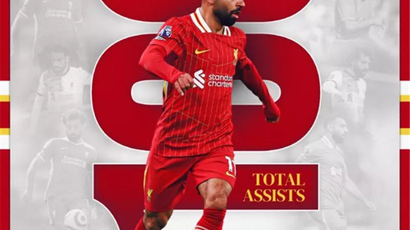 ليفربول يحتفل بوصول محمد صلاح إلى الأسيست رقم 100
