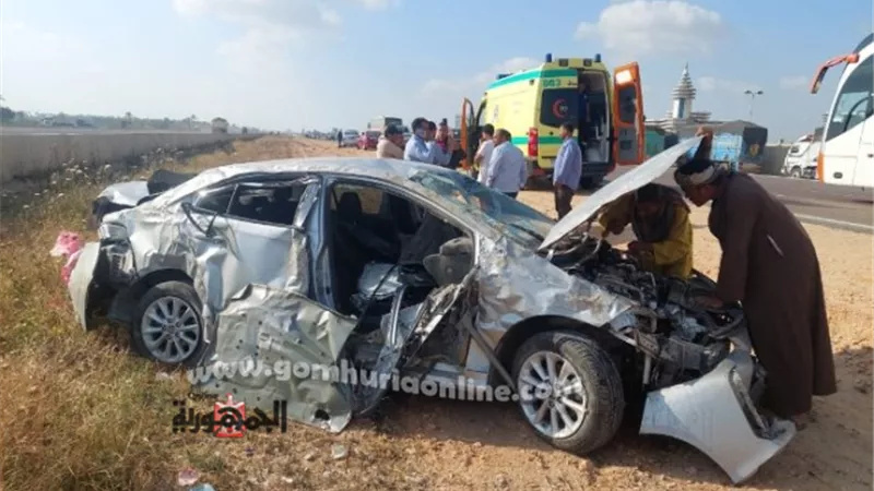 مصرع 3 أشخاص بينهما شقيقين واصابة ابن عمهما فى حادث سير بالمنيا