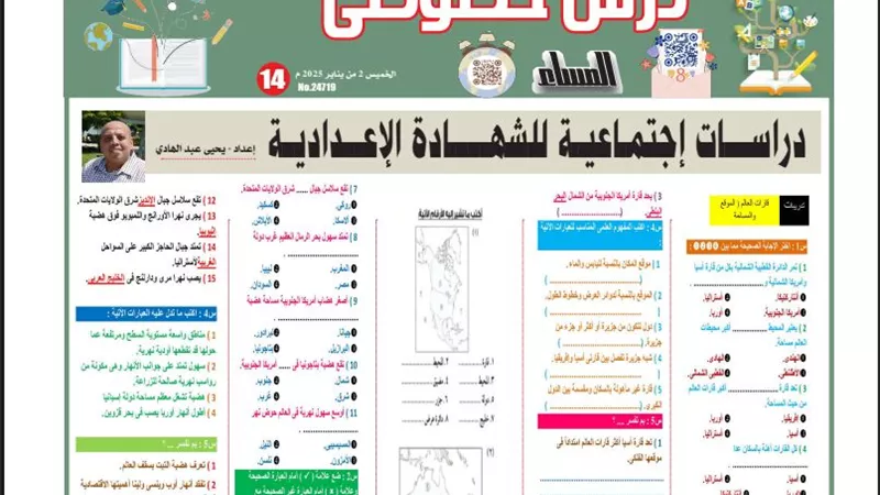 95 سؤالا في الجغرافيا لن يخرج عنها امتحان الشهادة الاعدادية