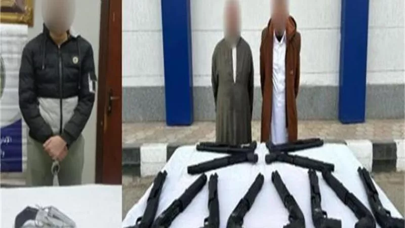 ضبط 3 عناصر إجرامية بحوزتهم 13 بندقية بالفيوم والمنوفية