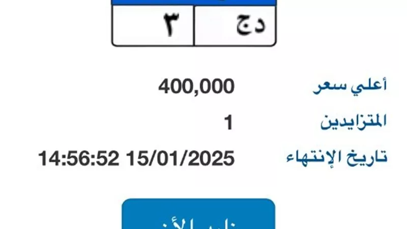 لوحة مميزة للسيارات يصل سعرها لـ 400 ألف جنيه