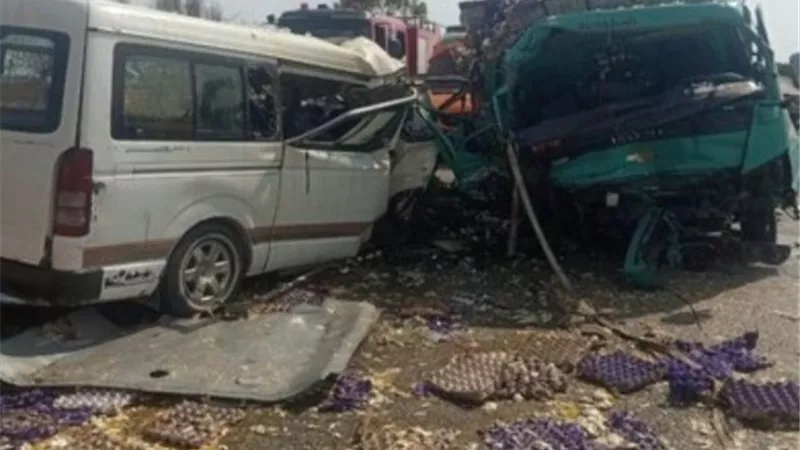 إصابة 7 في تصادم سيارة ميكروباص وربع نقل بطريق بلبيس مسطرد