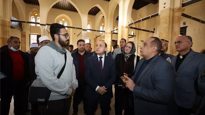 محافظ كفرالشيخ يتفقد مشروع ترميم مسجد أبو غنام الأثري ببيلا