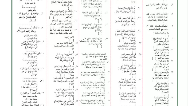 80 سؤالا على الفصل الرابع في قصة طموح جارية لـ الصف الثالث الإعدادي