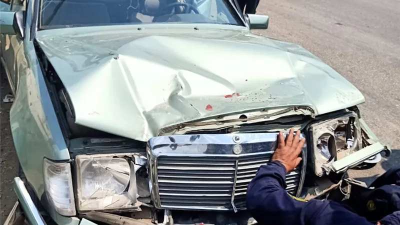 بالصور .. إصابة 7 أشخاص في اصطدام اتوبيس فريق غزل المحلة ب 3 سيارات