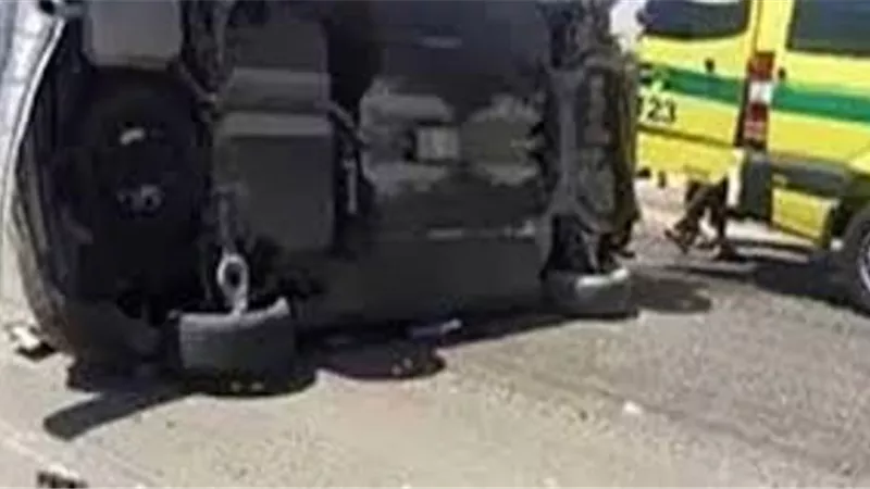 إصابة ٤ أشخاص فى انقلاب سيارة ببنى سويف