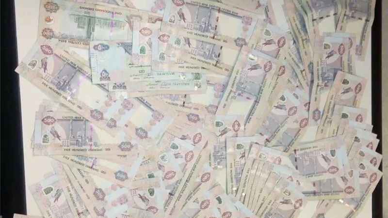 إحباط تهريب ٥٩ ألف درهم إماراتي مع راكب مسافر لدبي