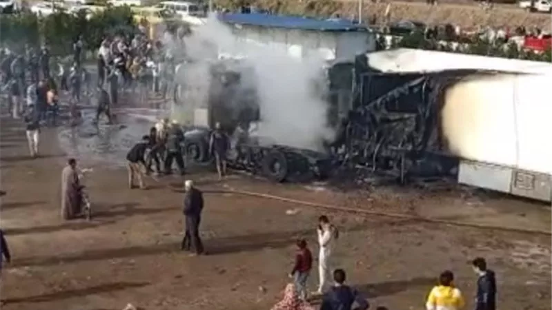 احتراق شاحنتين نقل بالدقهلية