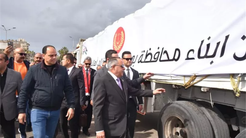 اللواء حبشى ودع قافلة المساعدات الأنسانية