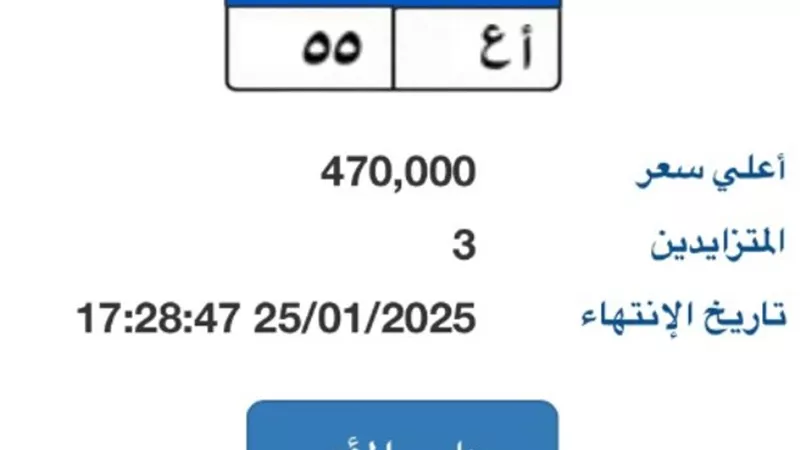مزايدة على لوحة سيارة مميزة وصلت لـ 470 ألف جنيه
