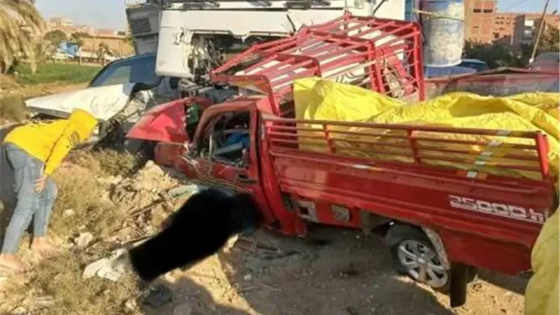 مصرع 9 فى تصادم سيارتين على الطريق الدائرى بمركز سمالوط