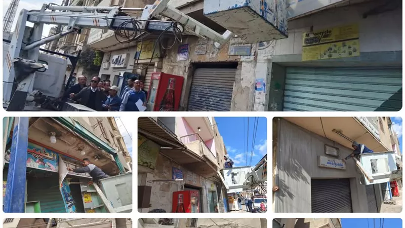 حملات مكثفة لإزالة الإعلانات المخالفة بمدينة بلبيس