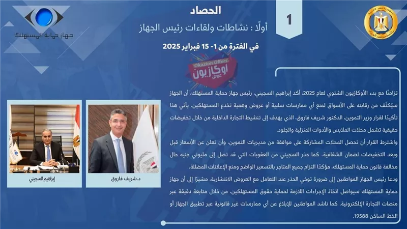 جهاز حماية المستهلك يستعرض جهود ضبط الأسواق وأسعار السلع