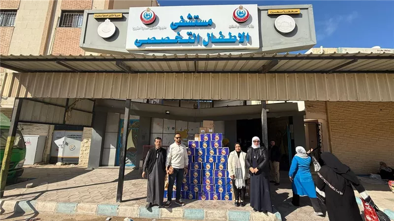 5800 عبوة أدوية من حزب حماة الوطن بمطروح لمستشفي الاطفال التخصصي