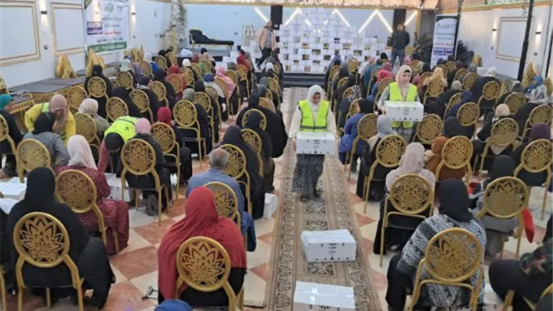 احتفالية لتوزيع كراتين رمضان لدعم 3 قرى بالشرقية