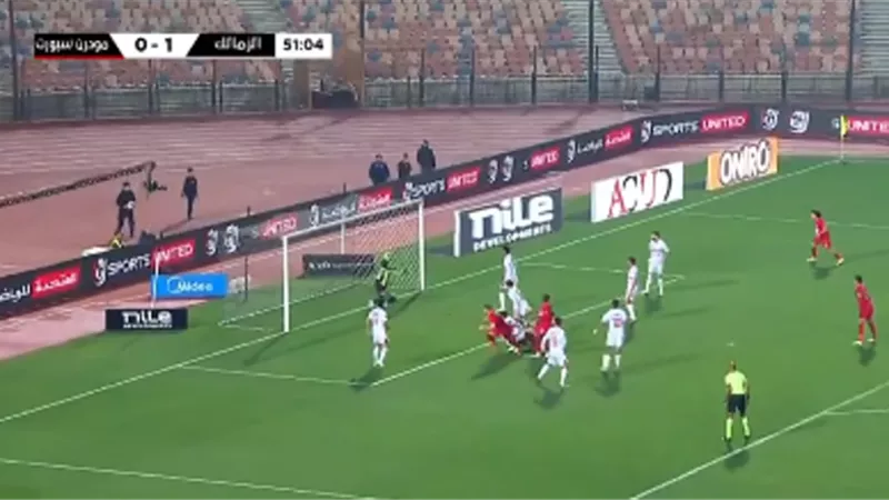 شاهد.. رأسية معتز زدام تمنح مودرن هدف التعادل أمام الزمالك