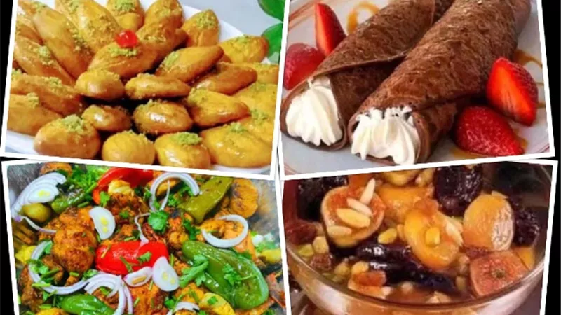 الإفطار: شيش طاووق مع سلطة الزبادي..الحلو:رموش الست و كريب الشيكولاته