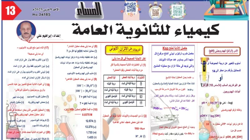 مراجعة هامة في الكيمياء للثانويةالعامة2025..لن يخرج عنها الامتحان