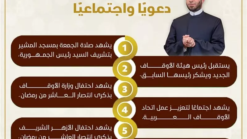«الحصاد الأسبوعي» ..نشاط مُكثف لوزارة الأوقاف دعويًّا واجتماعيًّا