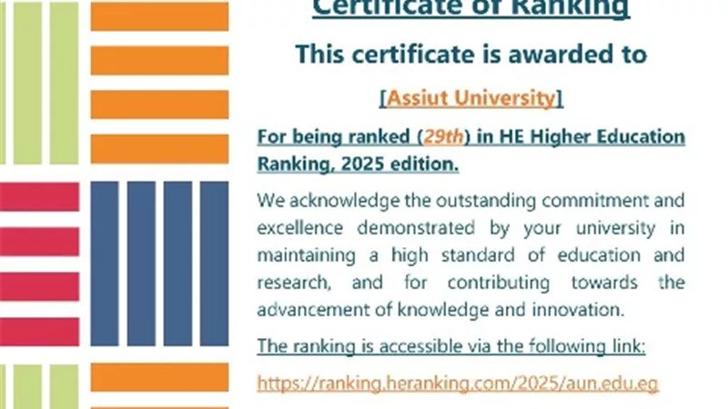 المنشاوي يعلن حصول جامعة أسيوط على المرتبة 29 عالميًا من بين 422