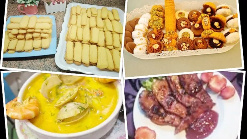 الإفطار: صدور الدجاج بصوص الفراولة..والحلو : بسكويت الحليب المكثف وكحك العيد