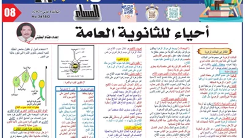 مراجعة على أهم الأسئلة في الأحياء للثانوية العامة 2025