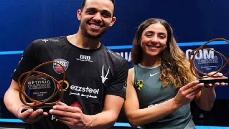 تتويج مصطفي عسل وهانيا الحمامي بجائزة أفضل لاعبين فى شهر مارس